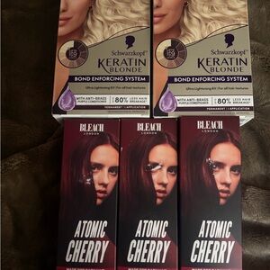 Schwarzkopf Keratin Blonde and Bleach London Atomic Cherry Hair Products